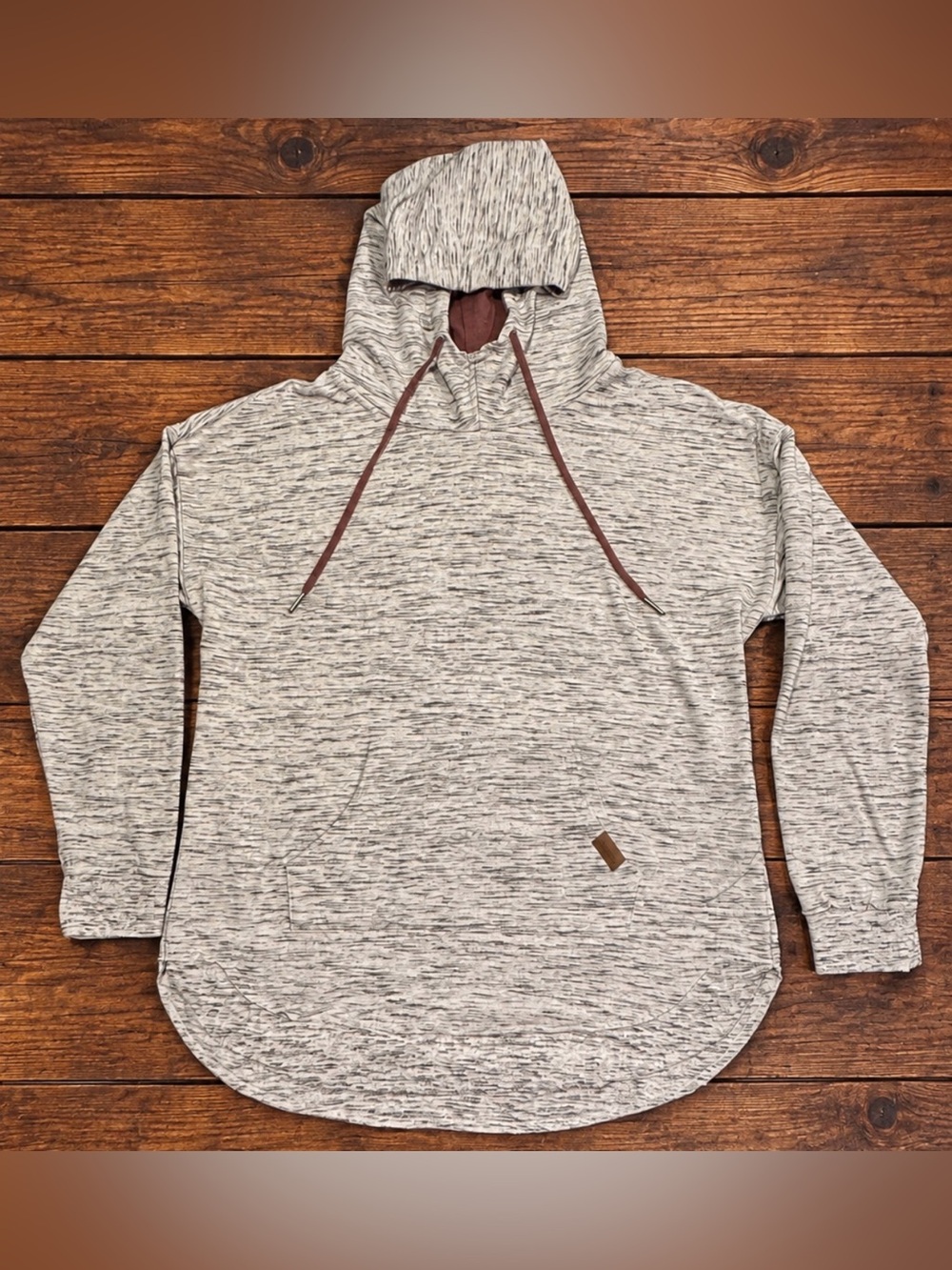 Maurices Women’s L Heather Gray Marled Pullover Hoodie Kangaroo Pocket